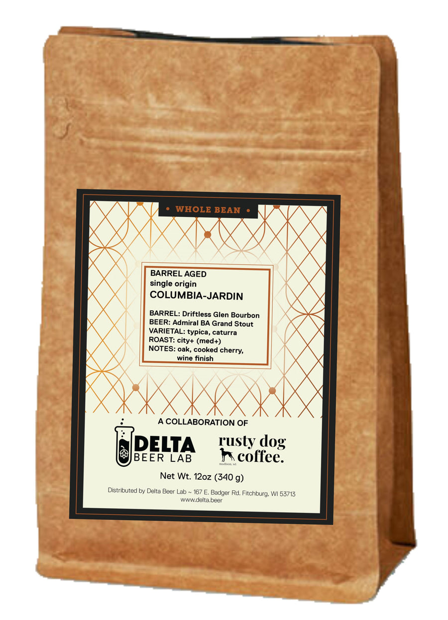 Barrel Aged Colombia Jardin, City+ (med+) Roast, Limited Release